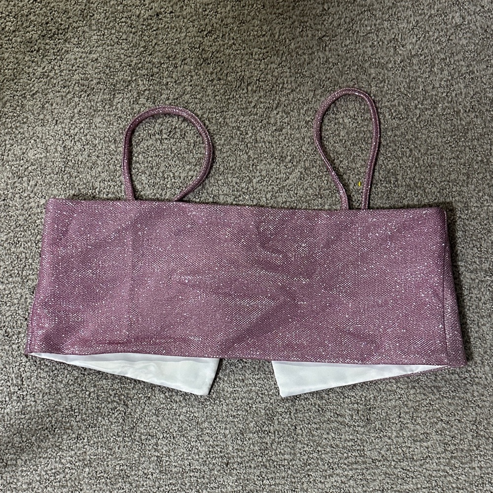 Sparkle Crop Tank Top in Mauve Pink